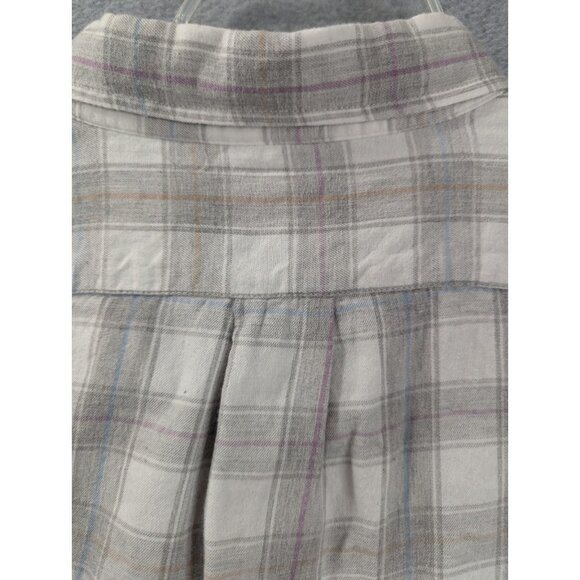 J Crew Flannel Shirt Mens SZ XL Beige Plaid Slim Fit Button Down - Picture 7 of 10